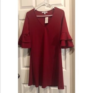 Red Dress with ruffled sleeves